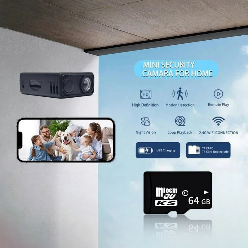 Security Camera 4K Mini WiFi Monitor WiFi Remote Motion Detecting Surveillance Security Protection Indoor Surveillance