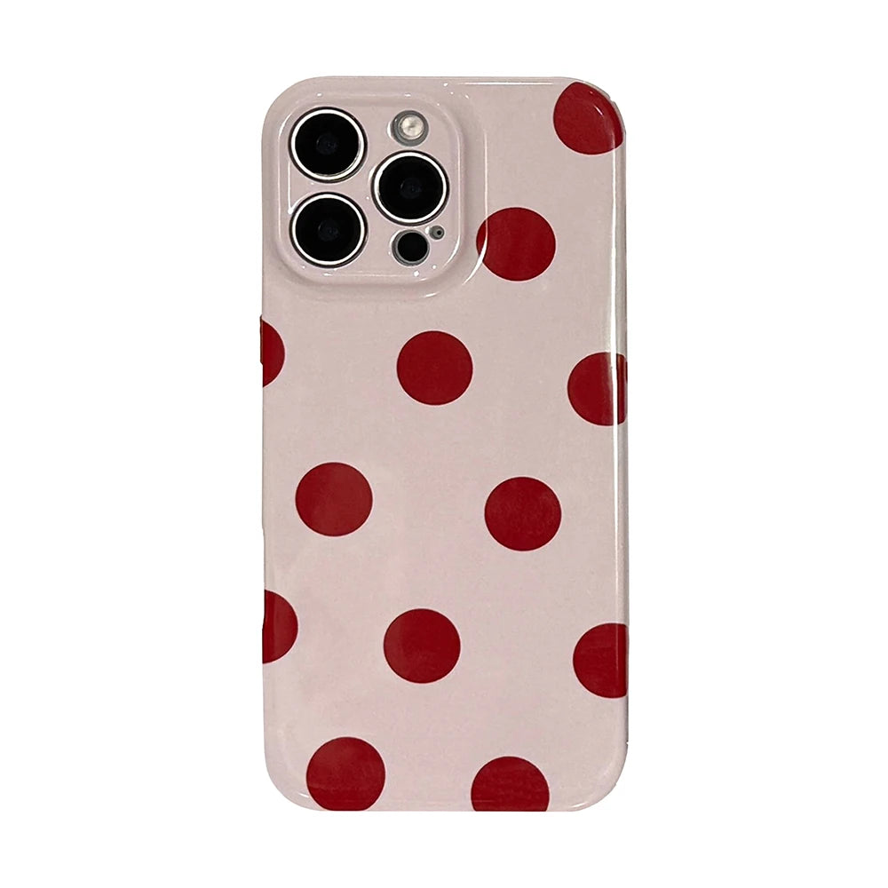 iphone White Black Polka-Dot Phone Case for iPhone 17 16 15 Pro 14 13 Pro Max Fashion Shockproof Cute Simple Soft Cover Case