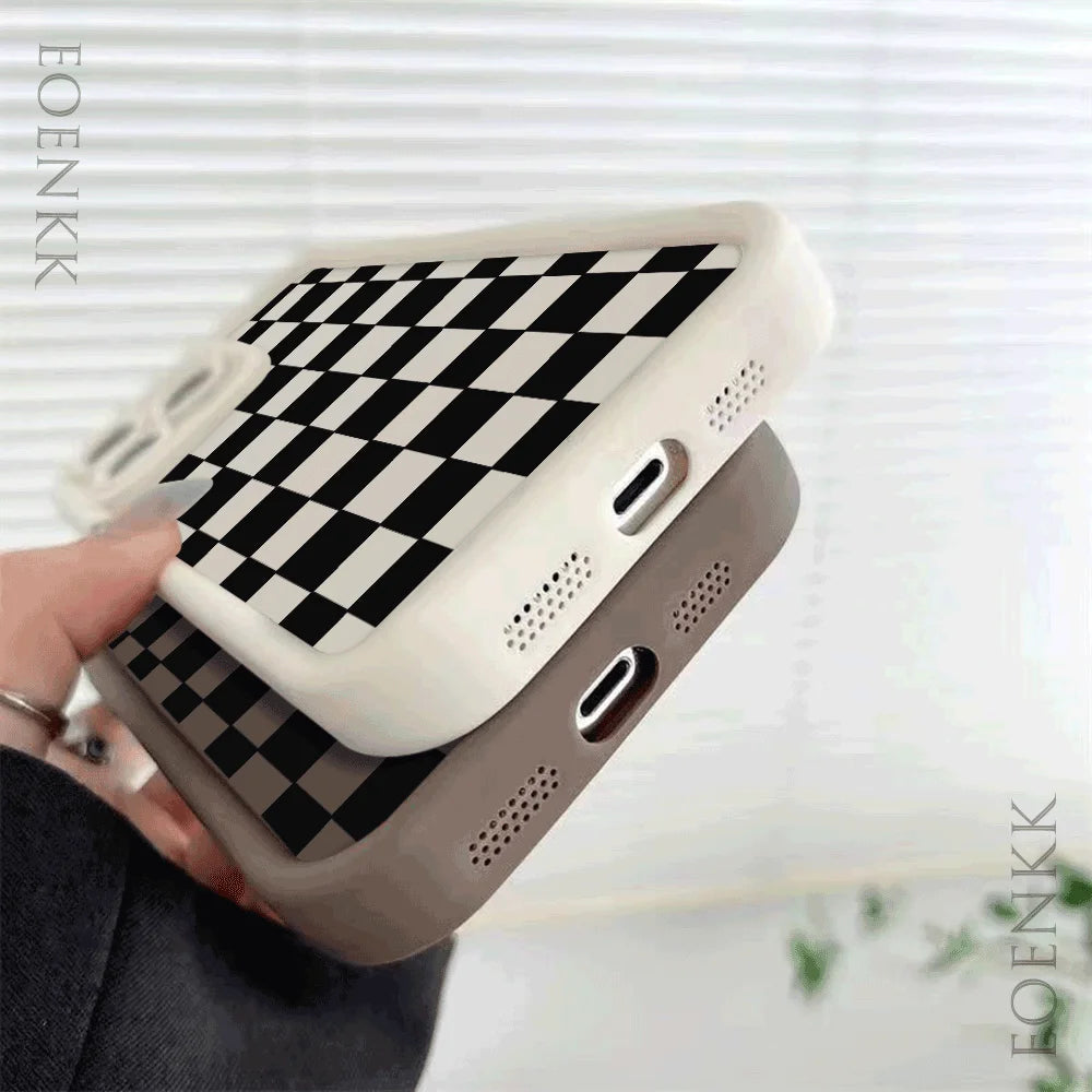 iphone Black and white checkered Graphic Phone Case 15 14 13 12 11 X XR XS SE2 SE 8 7 Plus Pro Max Mini Silicone Back Cover