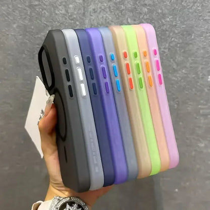 Matte Candy Magnetic Wireless Charge Transparent Case For iPhone 16 15 14Plus 13 12 17 Pro Max For Magsafe Shockproof Hard Cover
