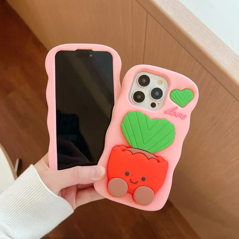 Silicone 3D Potted Stand Phone Case
